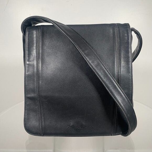 COACH Black Lexington Flap Legacy Leather Messenger Crossbody Shoulder Bag 4183 - Picture 1 of 13
